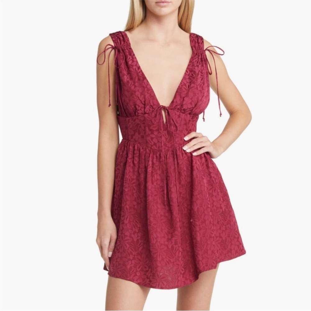 For Love & Lemons Janet Floral Jacquard Mini Dress